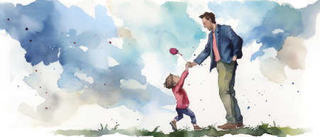 Flat style illustration of father's day with copyspace. Cartoon design.の素材