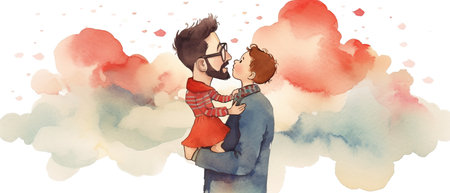 Flat style illustration of father's day with copyspace. Cartoon design.の素材