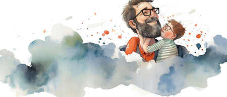 Flat style illustration of father's day with copyspace. Cartoon design.の素材