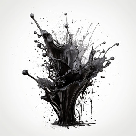Bright ink or watercolor splash splatter stain brush strokes on white background.の素材