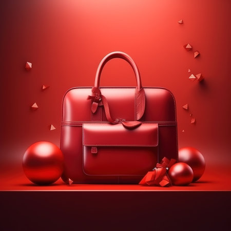 3d Realistic Red Gift Boxes with Gold Ribbon Gift Bow Set. Realistic gift presents.の素材