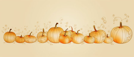 Festive autumn decor from pumpkins, berries and leaves on a white wooden background. Concept of Thanksgiving day or Halloween.の素材