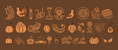 Festive autumn decor from pumpkins, berries and leaves on a white wooden background. Concept of Thanksgiving day or Halloween.の素材