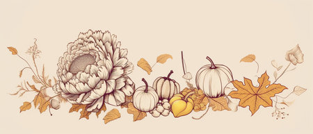 Festive autumn decor from pumpkins, berries and leaves on a white wooden background. Concept of Thanksgiving day or Halloween.の素材