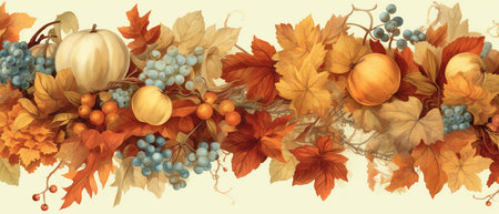 Festive autumn decor from pumpkins, berries and leaves on a white wooden background. Concept of Thanksgiving day or Halloween.の素材