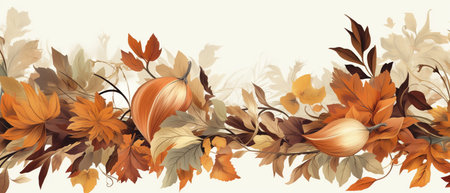 Festive autumn decor from pumpkins, berries and leaves on a white wooden background. Concept of Thanksgiving day or Halloween.の素材