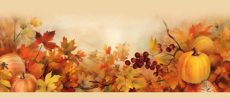 Festive autumn decor from pumpkins, berries and leaves on a white wooden background. Concept of Thanksgiving day or Halloween.の素材