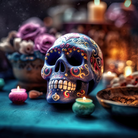 Traditional mexican music festival, fun bright dance vector characters. Halloween Dia De Los Muertos Celebration. Ai generatedの素材