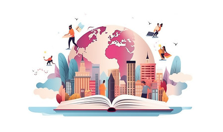 Illustration of World Students Day or International Students Day. Simple and elegant design.の素材