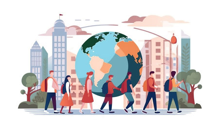 Illustration of World Students Day or International Students Day. Simple and elegant design.の素材
