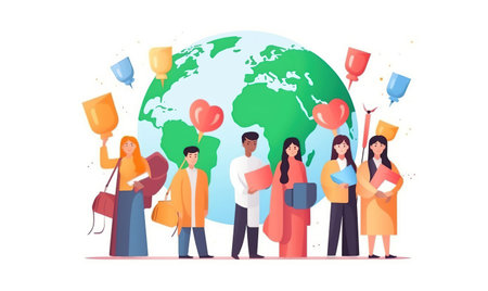 Illustration of World Students Day or International Students Day. Simple and elegant design.の素材