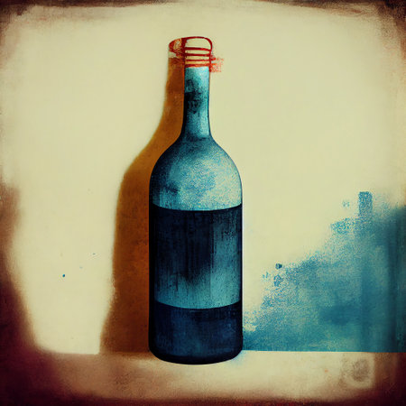 A bottle retro design. Grunge retro drawing style. Generative AI.の素材