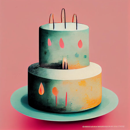 Abstract cake. Cartoon style illustration.. Generative AI.の素材