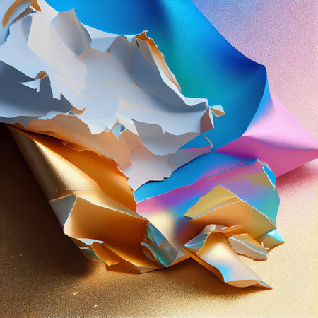 Abstract relief crumpled craft paper blank texture. Generative AI.の素材