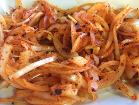 onion red pepper saladの写真素材
