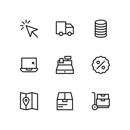 Set of ecommerce Icons For Website, logo, app, UI. Collection of online shopping icon. Vector illustrationのイラスト素材