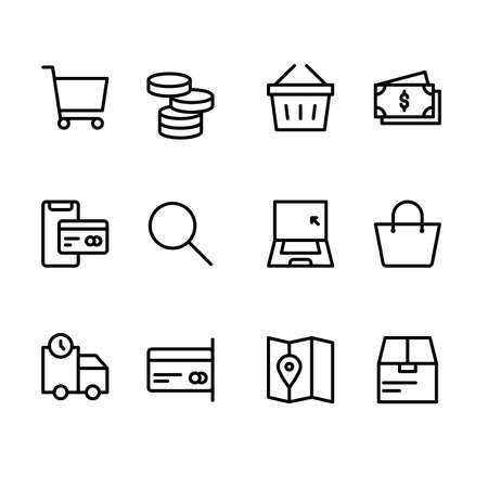 E-commerce Online Shopping Icons Setのイラスト素材