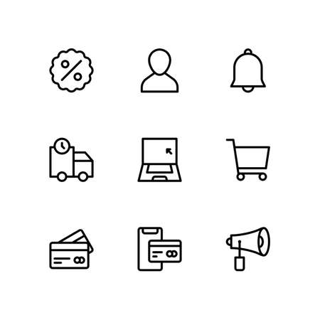 Marketplace Line Icons. Ecommerce Shoppingのイラスト素材