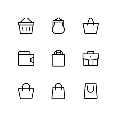 Shopping Bags Icon Set. Design symbols for mobile apps and website design.のイラスト素材