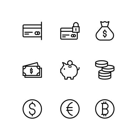 Money Vector Line Icons. Finance, graphic design elementsのイラスト素材