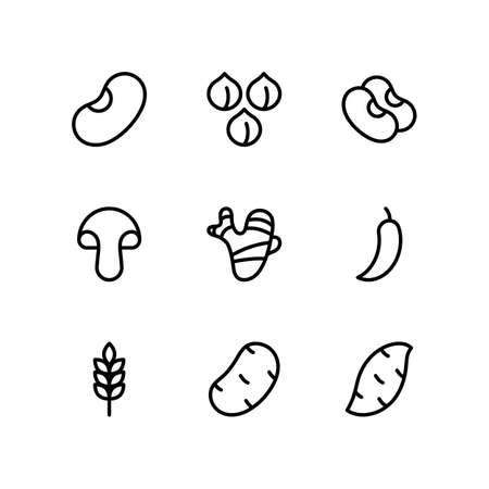Food line icons set, outline style. Vector illustrationのイラスト素材