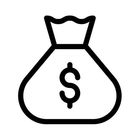 Money bag line icon, linear pictogram isolated on white background. Vector illustrationのイラスト素材