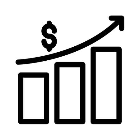 Vector growth graph icon on white background .Financial report vector iconのイラスト素材