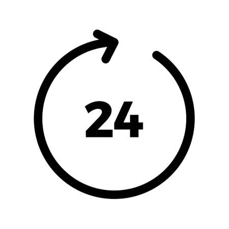 24 hours icon on white background. Vector illustrationのイラスト素材