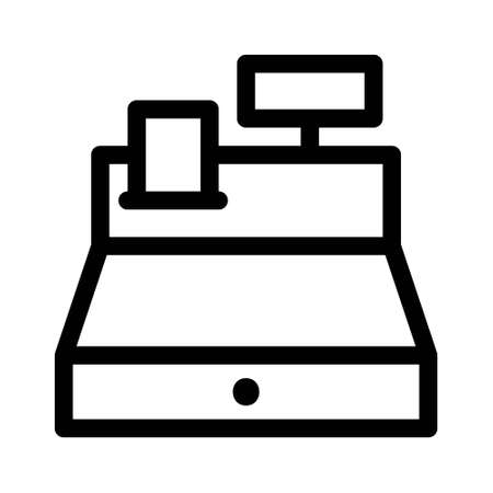 Cash Register icon, linear style pictogram isolated on white background. Pixel perfect iconsのイラスト素材