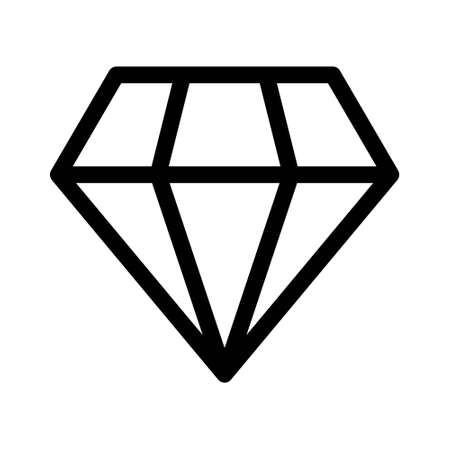 Diamond line icon, outline vector symbol, linear style pictogram isolated on white. Gemstone symbol, logo illustration. Editable stroke. Pixel perfectのイラスト素材