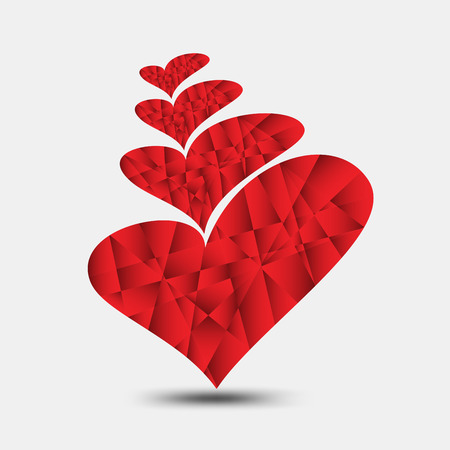Red heart polygonal, heart iconのイラスト素材