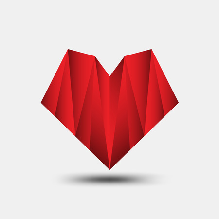 Red heart polygonal, heart iconのイラスト素材
