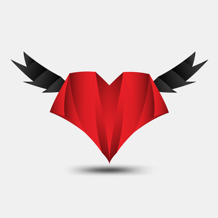 Red heart polygonal, heart iconのイラスト素材