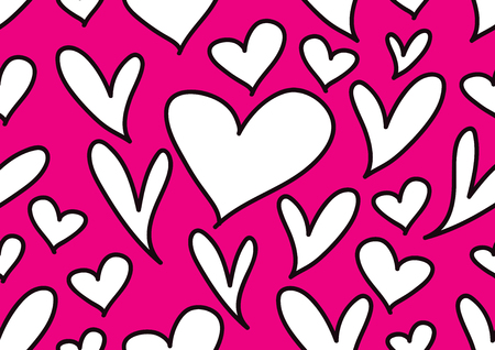 Seamless patterns with black hearts, Love background, heart shape vector, valentines day, texture, cloth, wedding wallpaper, textiles, scrapbook, gift wrapping paper, romance conceptのイラスト素材