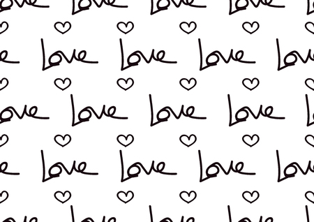 Seamless patterns with black hearts, Love background, heart shape vector, valentines day, texture, cloth, wedding wallpaper, textiles, scrapbook, gift wrapping paper, romance conceptのイラスト素材