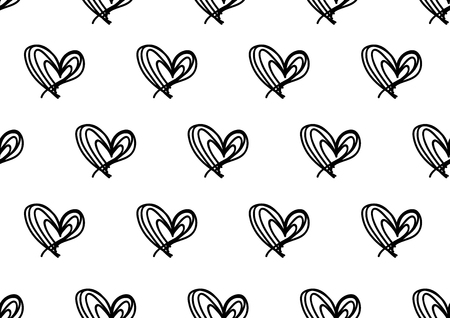 Seamless patterns with black hearts, Love background, heart shape vector, valentines day, texture, cloth, wedding wallpaper, textiles, scrapbook, gift wrapping paper, romance conceptのイラスト素材