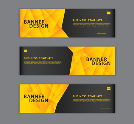 Polygonal banner design template vector illustration, Geometric, Abstract background, texture, advetisement layout. advertising header for website. Graphic for billboard, gift vouchre, card. Yellow conceptのイラスト素材