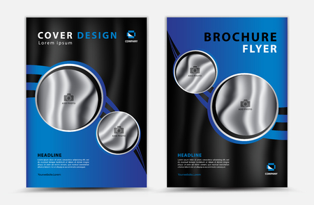 Blue cover template vector design, brochure flyer, annual report, mgazine ad, advertisement, book cover layout, poster, catalog, newspaper, creative idea Real Estate, blue abstract background, a4のイラスト素材