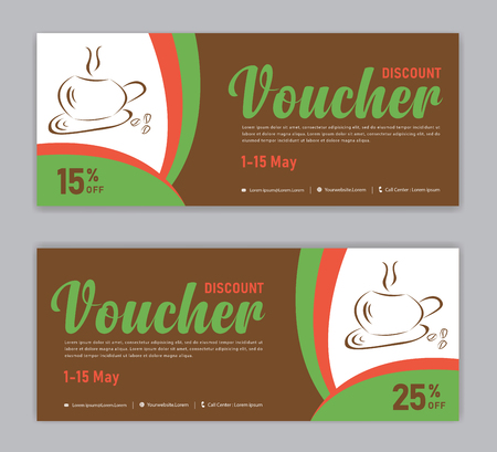 Coffee coupon discount template, Gift voucher, label, banner, advertisement, business vector eps10のイラスト素材