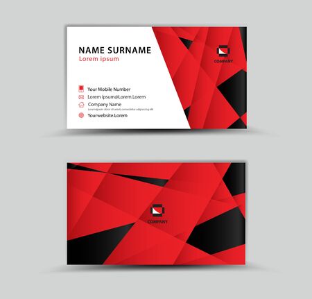 Business Card Vector template, Creative idea modern concept, red polygon background, geometric shapeのイラスト素材