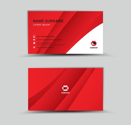 Business Card Vector template, Creative idea modern concept, red polygon background, geometric shapeのイラスト素材