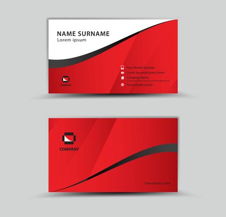 Business Card Vector template, Creative idea modern concept, red polygon background, geometric shapeのイラスト素材