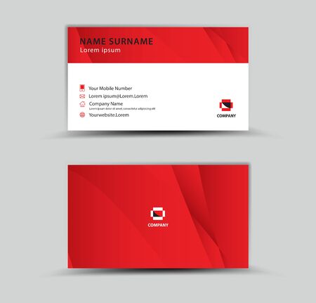 Business Card Vector template, Creative idea modern concept, red polygon background, geometric shapeのイラスト素材