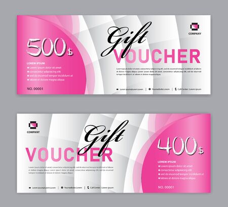 Pink Gift Voucher template, Sale banner, Horizontal  layout, discount cards, headers, website, blue background, vector illustrationのイラスト素材