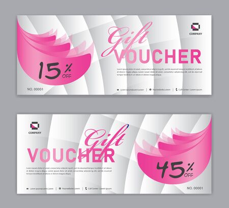 Pink Gift Voucher template, Sale banner, Horizontal  layout, discount cards, headers, website, blue background, vector illustrationのイラスト素材