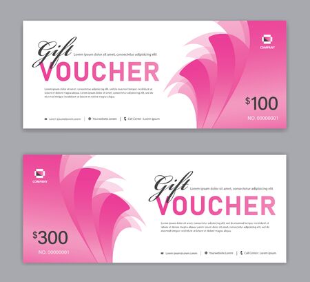 Pink Gift Voucher template, Sale banner, Horizontal  layout, discount cards, headers, website, blue background, vector illustrationのイラスト素材