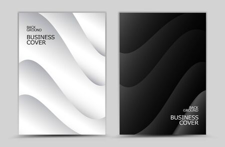 Business cover design, Black and white abstract background vector, Book cover, annual report, brochure flyer, web texture, graphic design templateのイラスト素材