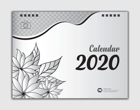 Cover Desk Calendar 2020 design Vector, Calendar 2020 template, book cover, business flyer, white backgroundのイラスト素材