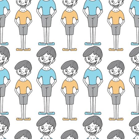 Teen boy seamless pattern vector background, fabric fashion designのイラスト素材
