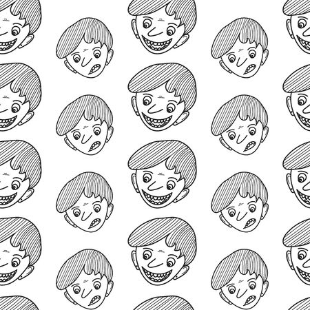 Teen boy seamless pattern vector background, fabric fashion design, face man cartoonのイラスト素材